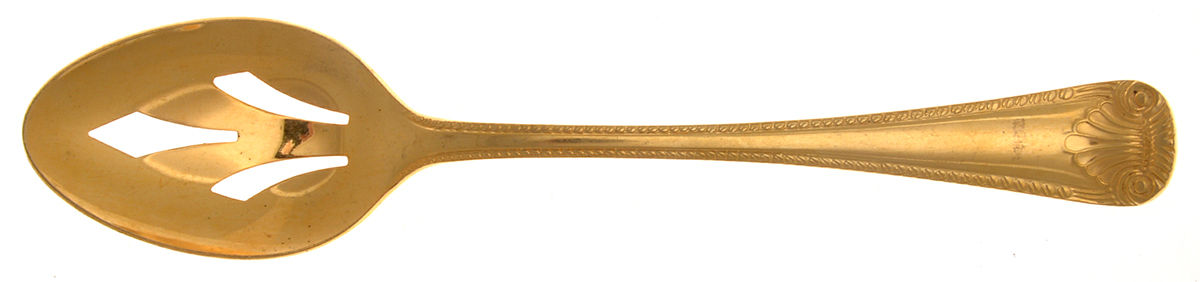 UNFUNF2357 (Gold Electroplate) Pierced Tablespoon (Serving Spoon) by Unknown Mfg Silver-1