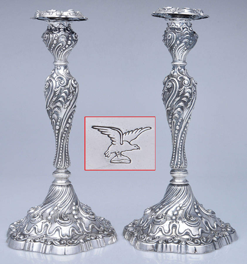2652 (Sterling, Hollowware) Pair of 12" Weighted Candlesticks W/Bobeche by Unknown Manufacturer-1