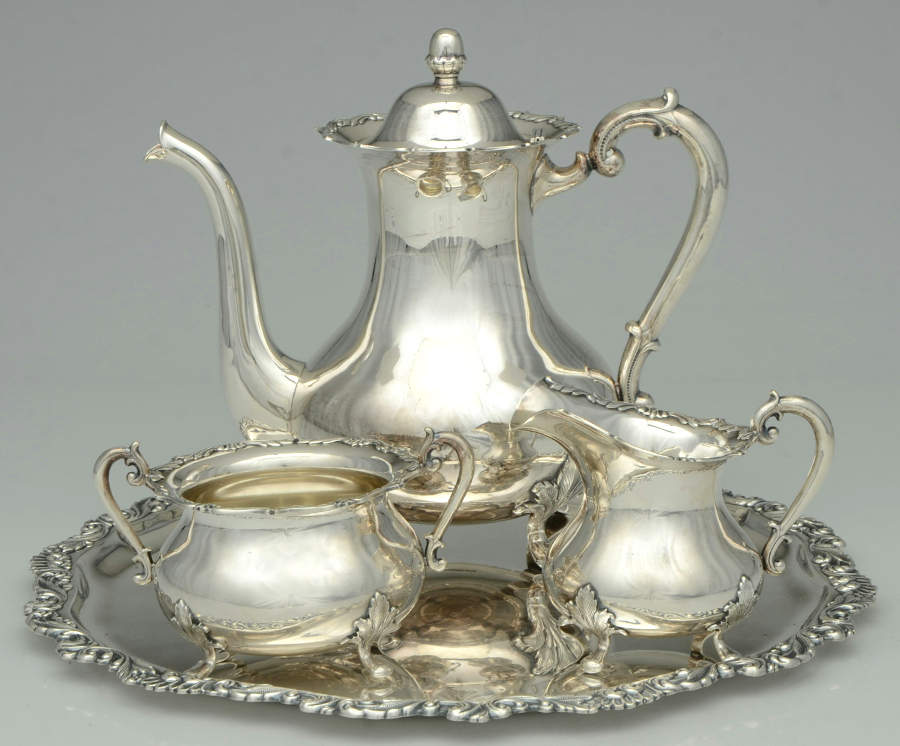 UNH48 (Sterling, Hollowware) 4 Piece Coffee Set (SCP, SCR, SSUO, RT13) by Unknown Manufacturer-1