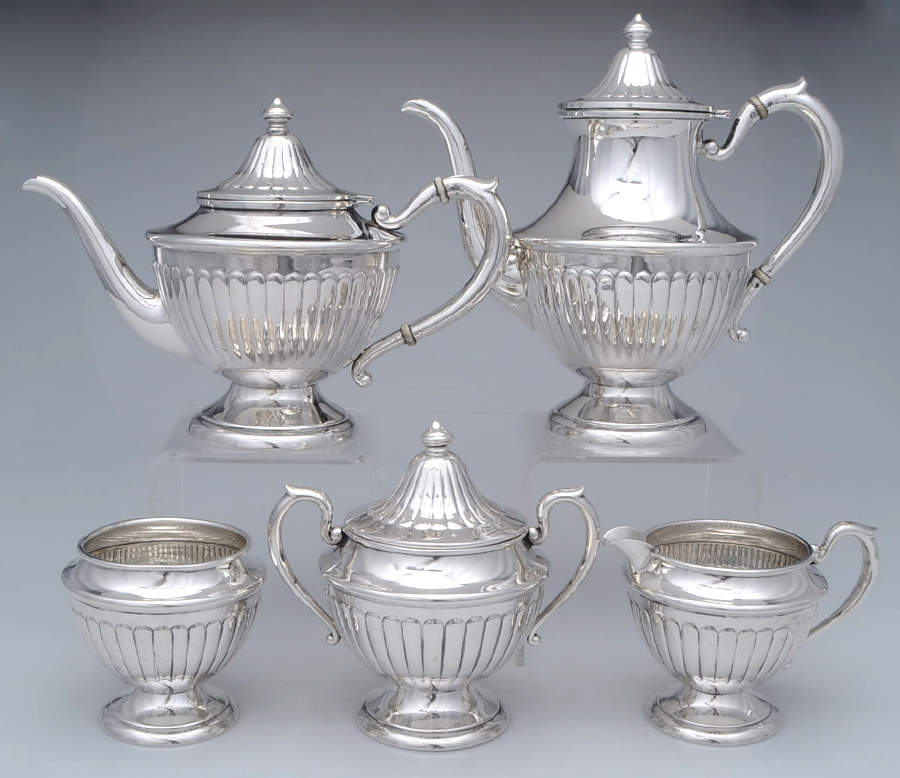 25-1 (Sterling, Hollowware) 5 Piece Tea Set (SCP, STP, SCR, SSU, SWB) by Unknown Manufacturer-1