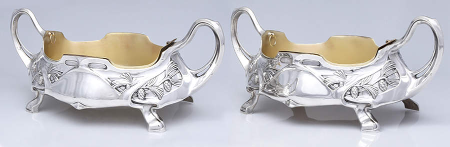 800-5 (Sterling, Hollowware) Footed Jardiniere with Brass Liner (Pair) by Unknown Manufacturer-1