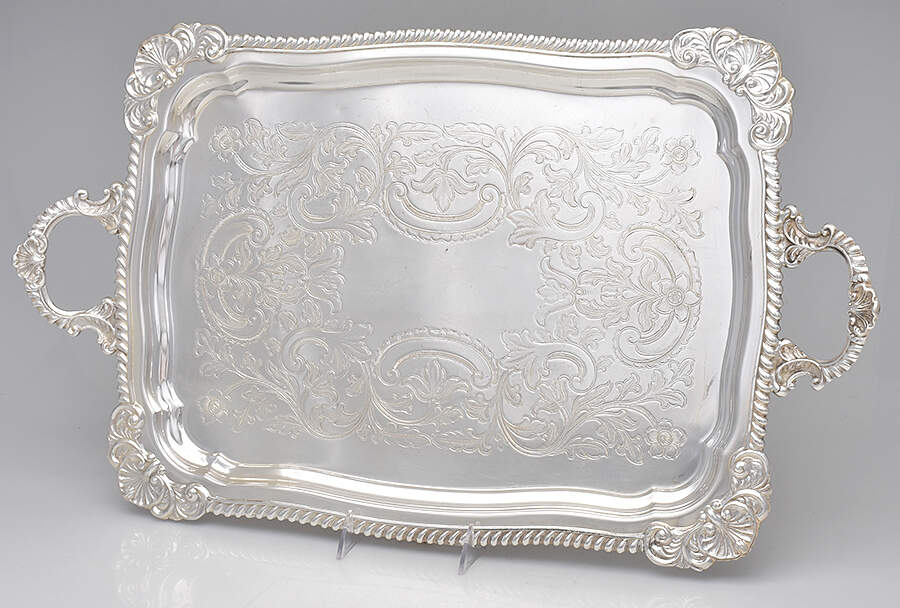 E-266 (Silverplate, Hollowware) Large Footed Waiter Tray by Unknown Manufacturer-1