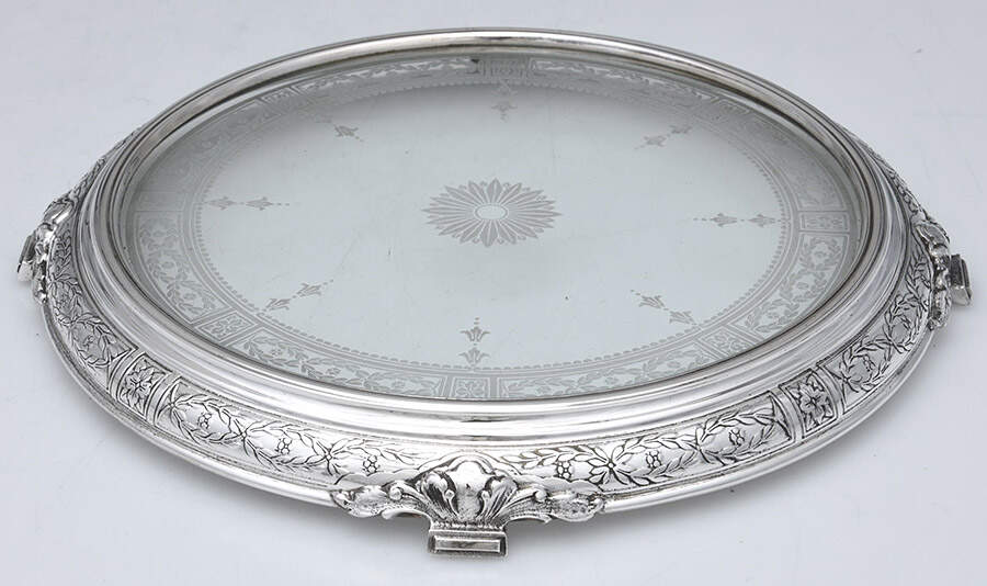 3417 (Sterling, Hollowware) Weighted Crystal Center Sterling Band Trivet by Unknown Manufacturer-1