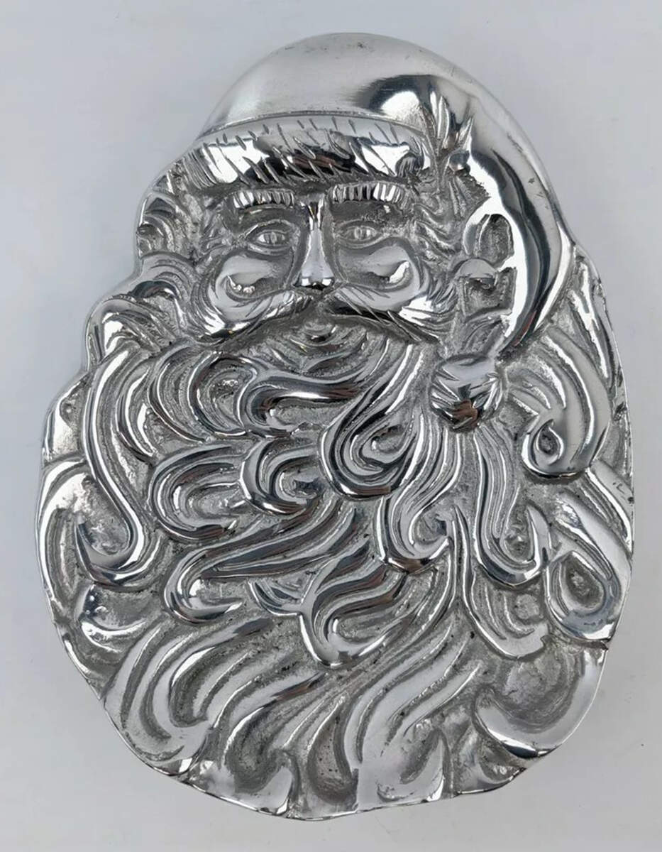 Santa (Aluminum, Hollowware) 7" Bon Bon Bowl by Unknown Manufacturer-1