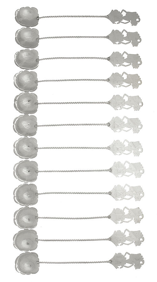 Indonesia (Silverplate) Wayang Spoons - Set of 12 by Unknown Mfg Silver-1
