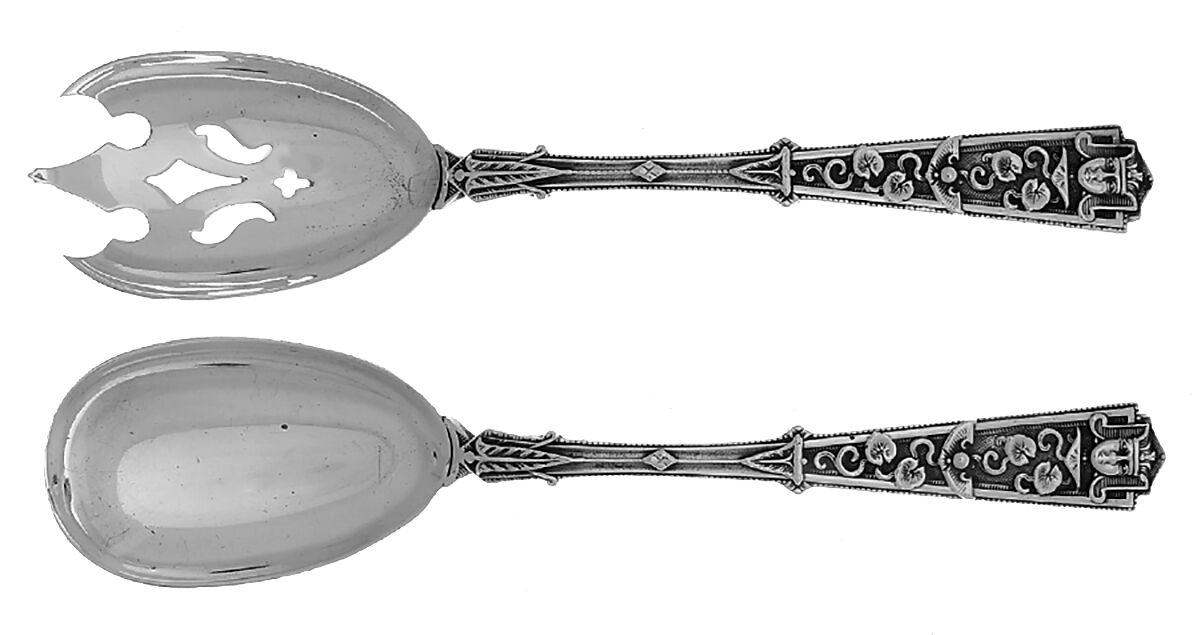 UNF2379 (Sterling) (2 Pc) Solid Salad Set by Unknown Mfg Silver-1