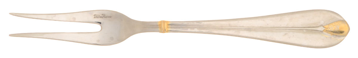 Pearl-Gold (Stainless, Gold Accent) Small 2-Tine Cold Meat Serving Fork by Villeroy & Boch-1