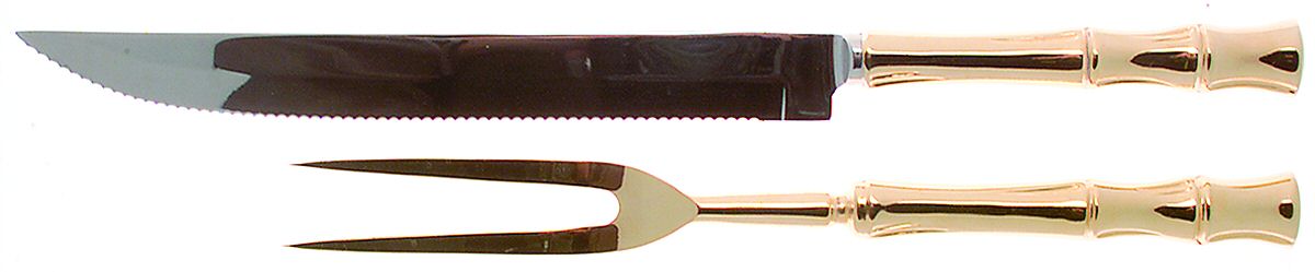 Gold Cane (Gold Electroplate) Large 2-Piece Roast Carving Set w/Stainless Blade by Viners of Sheffield-1