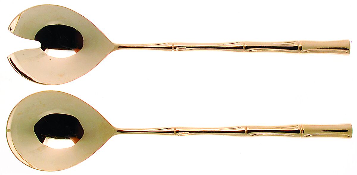Gold Cane (Gold Electroplate) (2 Pc) Solid Salad Set by Viners of Sheffield-1