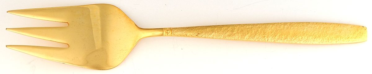Golden Firense (Gold Electroplate) Large Solid Cold Meat Serving Fork by Viners of Sheffield-1