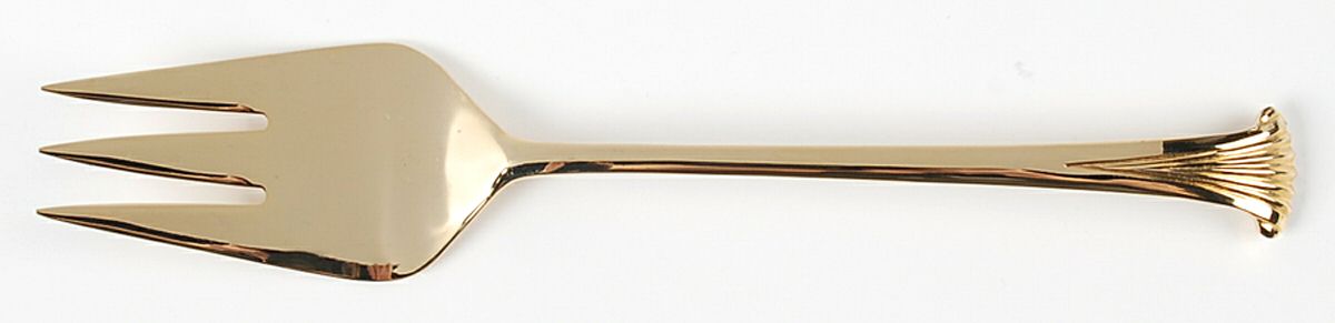 VS14 (Gold Electroplate) Large Solid Cold Meat Serving Fork by Viners of Sheffield-1