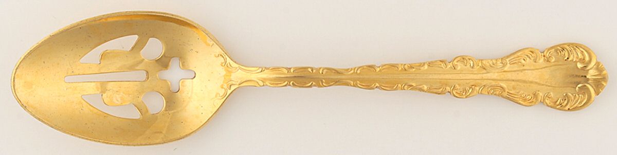 VS15 (Gold Electroplate) Pierced Tablespoon (Serving Spoon) by Viners of Sheffield-1