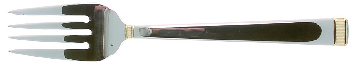 Gold Chime (Stainless, Gold Accent) Medium Solid Cold Meat Serving Fork by Vera Wang-1
