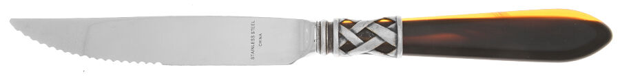 Aladdin-Tortoiseshell (Antique Lattice) Steak Knife Individual Hollow, Serrate HC by Vietri-1