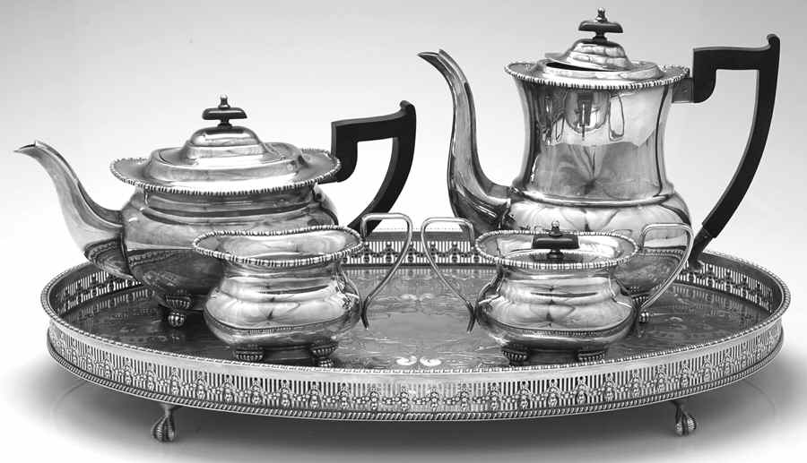 VS49 (Silverplate, Hollowware) 5 Piece Tea Set (CP, TP, CR, SU, GAT121) by Viners of Sheffield-1