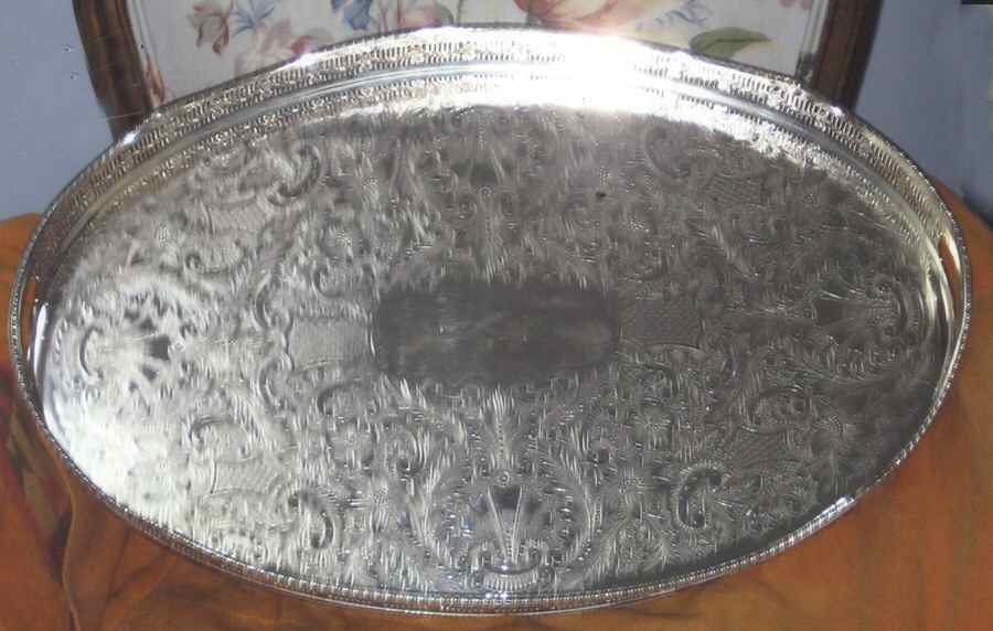 3050-9 (Silverplate, Hollowware) 22" Oval Tray by Viners of Sheffield-1