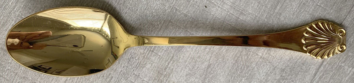 VS38 (Gold Electroplate) Place/Oval Soup Spoon by Viners of Sheffield-1