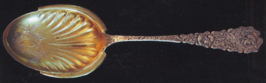Medallion (Sterling, 1885) Bright Cut Solid Serving Spoon by Vansant-1