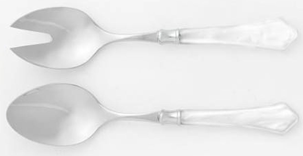 Verona-White (Stainless, Acrylic) Hollow Handle 2-Piece Salad Set by Vietri-1