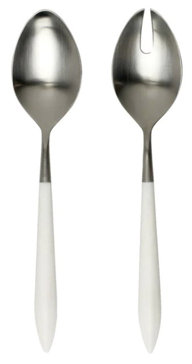 Ares Argento White (Stainless) Medium 2-Piece Salad Set, Solid Pieces by Vietri-1