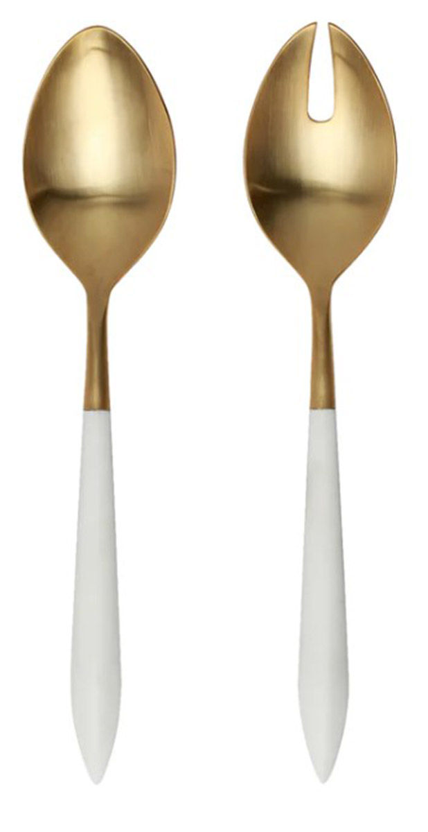 Ares Oro White (Gold Electroplate) (2 Pc) Solid Salad Set by Vietri-1