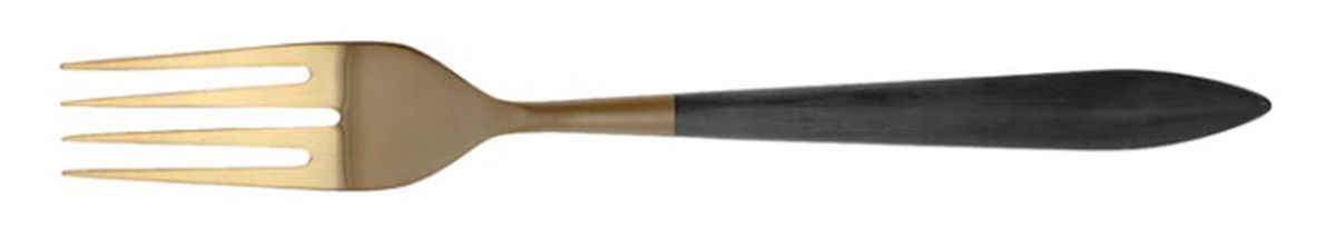 Ares Oro Black (Gold Electroplate) Solid Serving Fork by Vietri-1