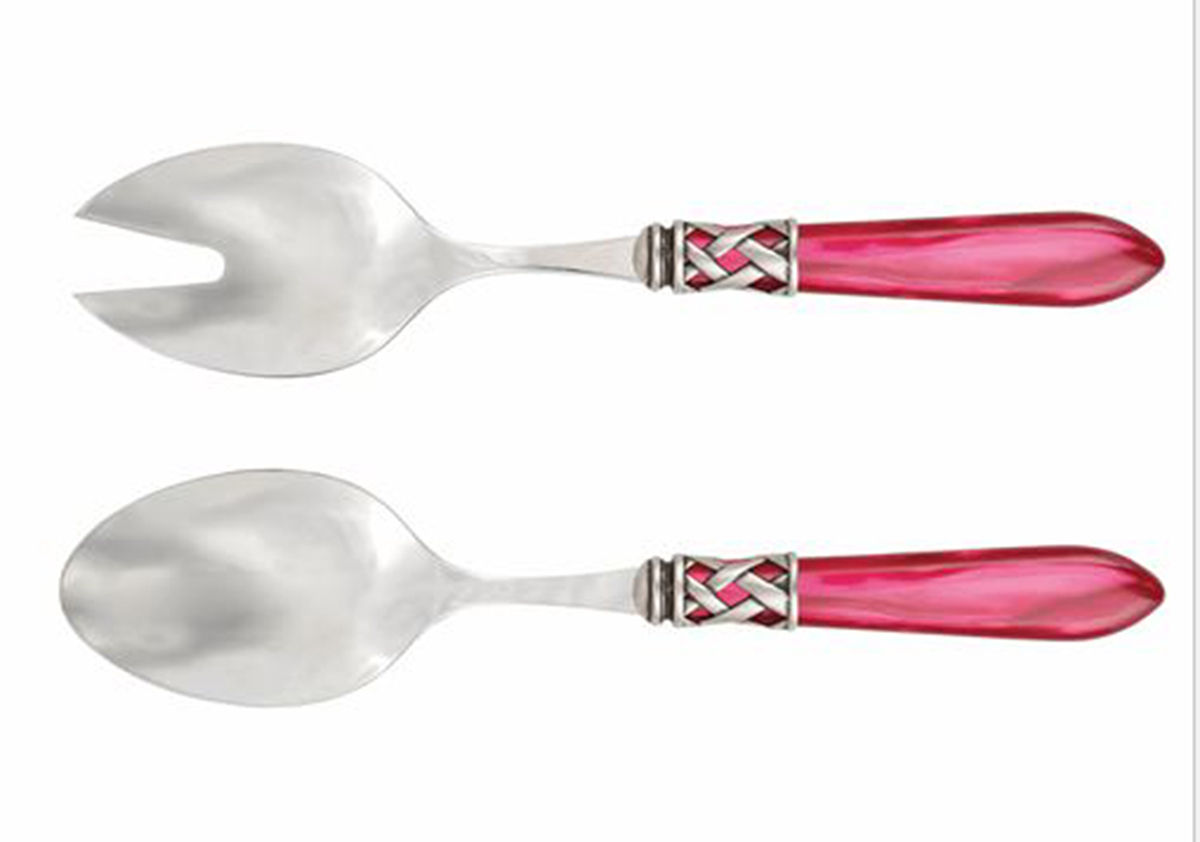 Aladdin Raspberry (Antique Lattice) (2 Pc) Solid Salad Set by Vietri-1