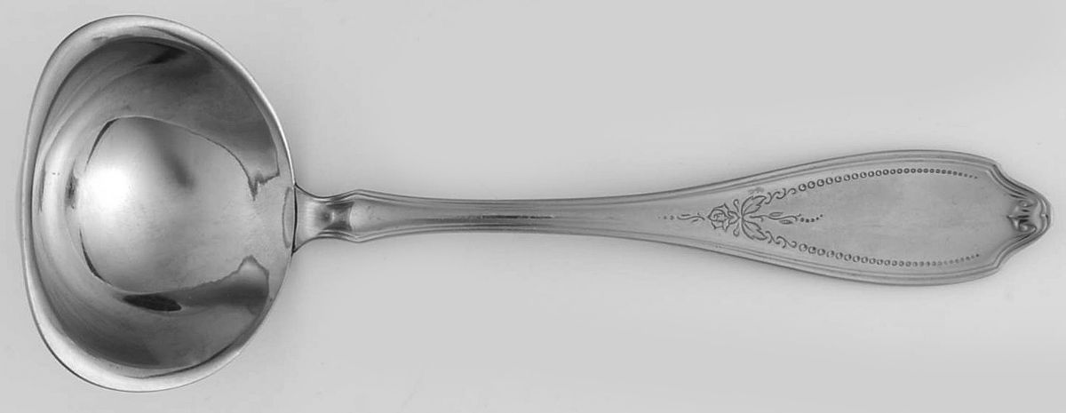 English Rose-Beaded Rose (Stainless) Solid Gravy Ladle by WMF Flatware-1