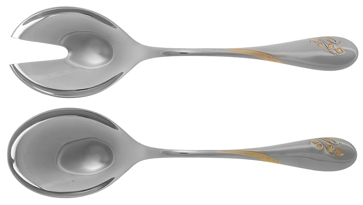 Golden Impressions (Stainless, Gold Accent) (2 Pc) Solid Salad Set by WMF Flatware-1