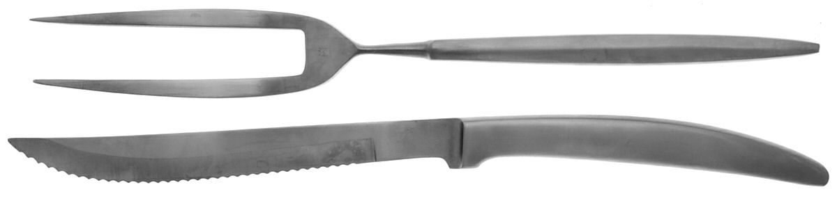 Laurel-Stockholm (Stainless, Newer, Satin) Large 2-Piece Roast Carving Set w/Stainless Blade by WMF Flatware-1