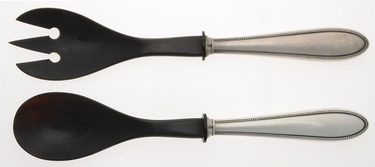 Pearl (Silverplate) Wooden Bowl 2-Piece Salad Set by WMF Flatware-1