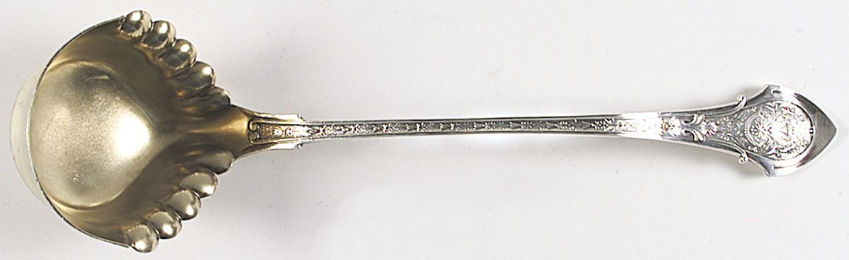 Angelo (Sterling, 1875) Large Solid Soup Ladle by Wood & Hughes-1