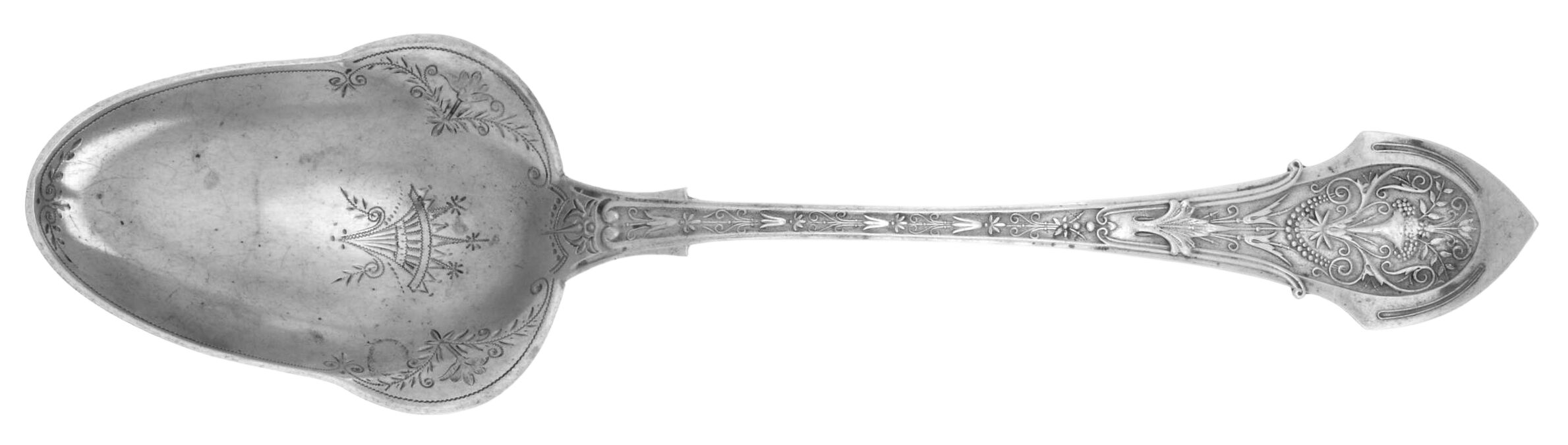 Angelo (Sterling, 1875) Salad Serving Spoon Solid, Bright Cut by Wood & Hughes-1