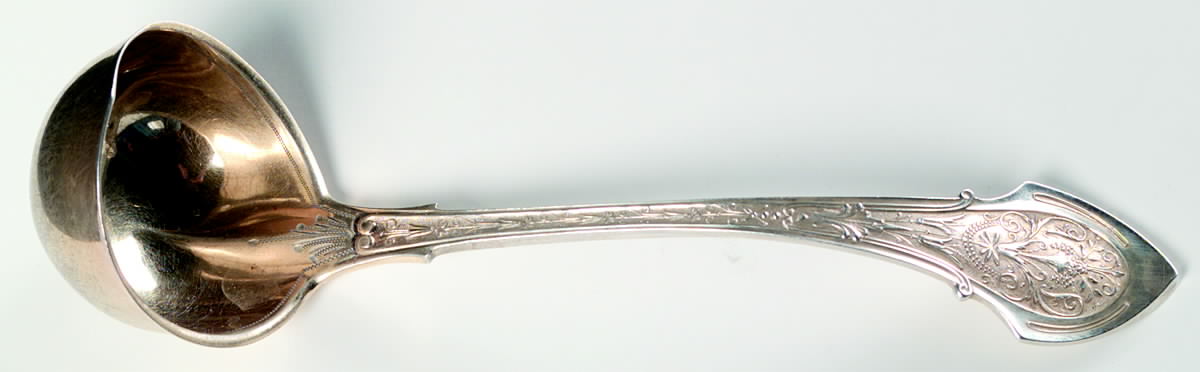 Angelo (Sterling, 1875) Solid Gravy Ladle by Wood & Hughes-1