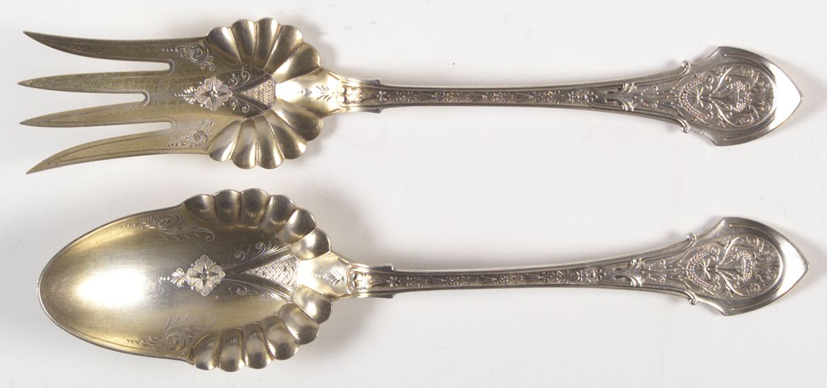 Angelo (Sterling, 1875) 2-Piece Salad Set, Bright Cut Solid Piece by Wood & Hughes-1