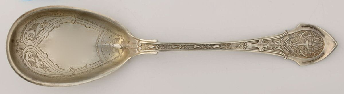 Angelo (Sterling, 1875) Brightcut Solid Large Berry/Casserole Spoon by Wood & Hughes-1