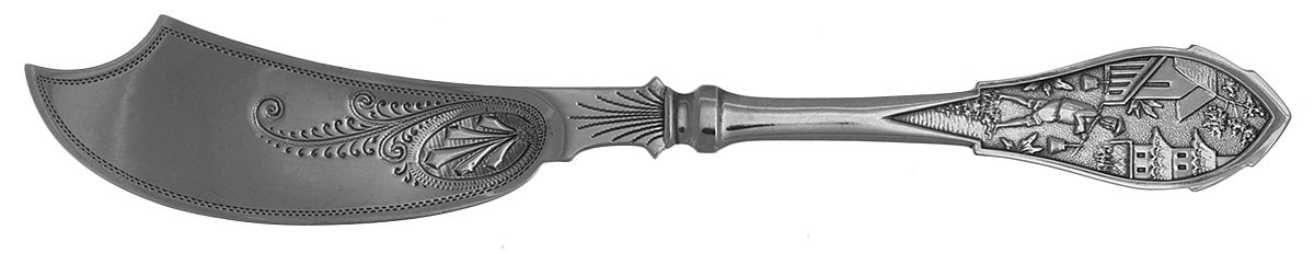 Celestial (Sterling, 1870) Bright Cut Individual Solid Fish Knife by Wood & Hughes-1
