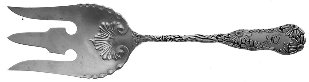 Daisy No. 7 (Sterling, 1880) Solid Salad Serving Fork by Wood & Hughes-1