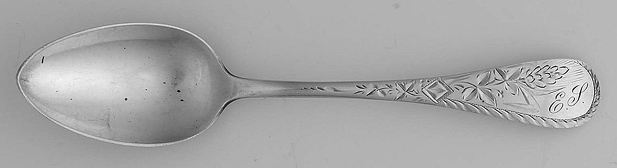 Engraved No 1 (Sterling, 1890) Monogram Teaspoon by Wood & Hughes-1