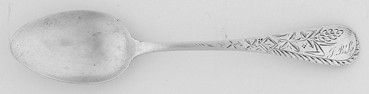 Engraved No 1 (Sterling, 1890) Monogram Teaspoon by Wood & Hughes-1