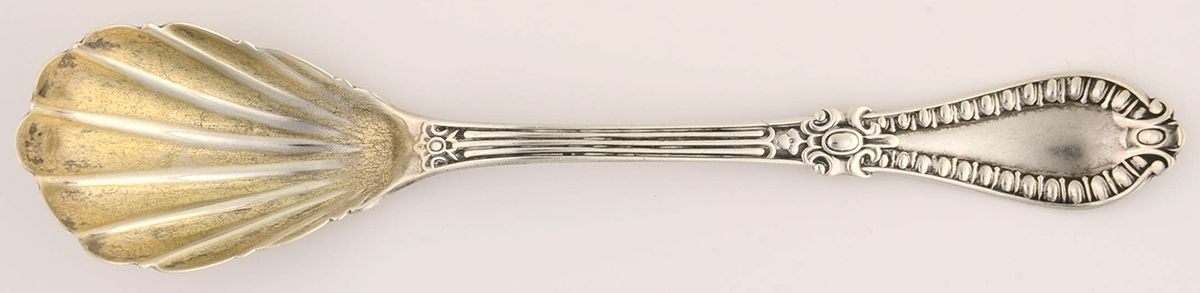 Gadroon (Sterling, 1860) Sugar Shell Spoon by Wood & Hughes-1