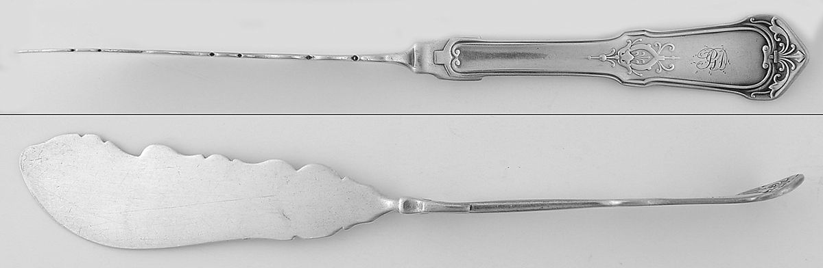 Humbolt (Sterling, 1880) Flat Twisted Handle Master Butter Knife by Wood & Hughes-1