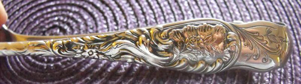 Louvre (Sterling, 1885) Small Sugar Tongs by Wood & Hughes-1
