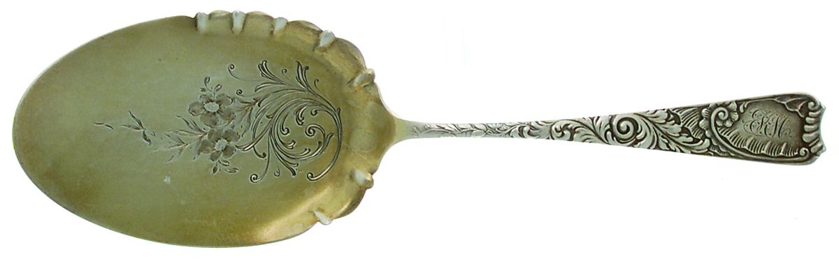 Luxembourg (Sterling) Large Solid Bright Cut Pie Knife by Wood & Hughes-1