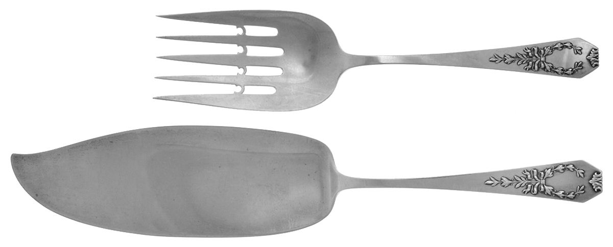 Madam Jumel (Sterling, 1908) 2 Piece Large Solid Fish Serving Set by Whiting Manf Co-1