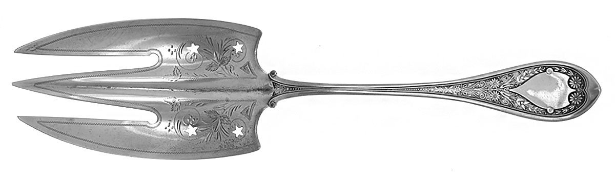 Marguerite (Sterling, 1880) Small Fish Serving Knife, Bright Cut Solid Piece by Wood & Hughes-1