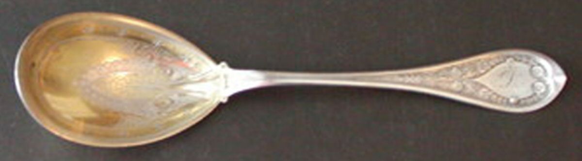 Marguerite (Sterling, 1880) Bright Cut Preserve Spoon by Wood & Hughes-1