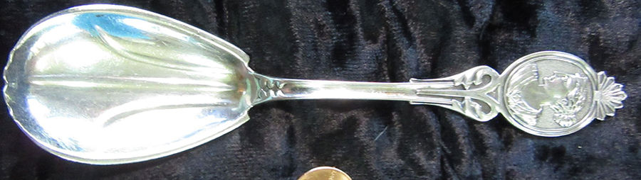 Medallion (Sterling, 1870) Small Solid Berry/Casserole Spoon by Wood & Hughes-1