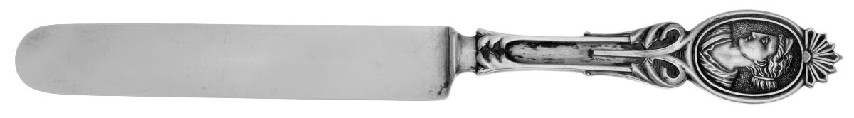 Medallion (Sterling, 1870) Coin Silver Dessert/Tea Knife Solid by Wood & Hughes-1