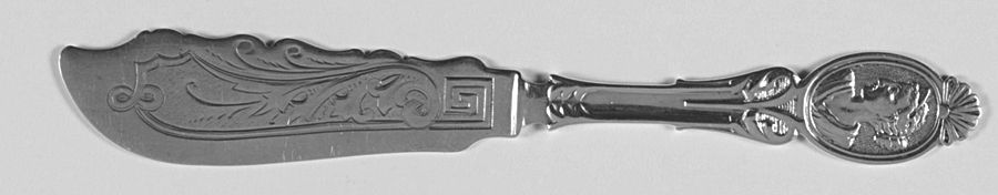 Medallion (Sterling, 1870) Individual Solid Coin Fish Knife by Wood & Hughes-1